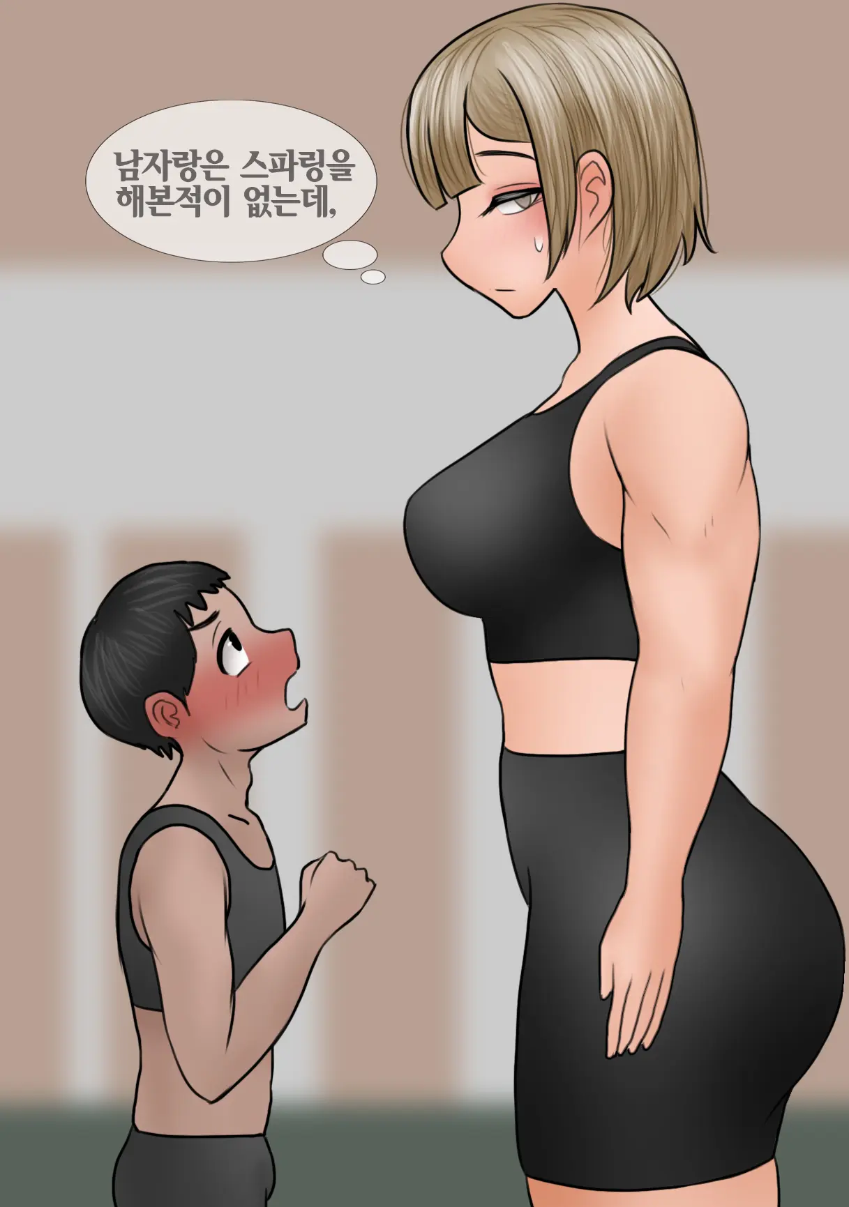 커다란 레슬링부 후배에게 계속 치근대는 선배 Senpai Won'T Leave The Big Kohai Alone [Korean] 01-02
